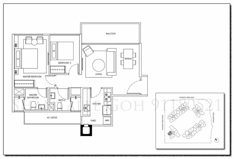 2 Bedroom Floor Plan - Waterwoods EC | Project Developer's Sales | Desmond Tan Chee Beng | Contact +65 92302153 / +65 96689996 | Shantalle Goh | Phone: +65 91180521