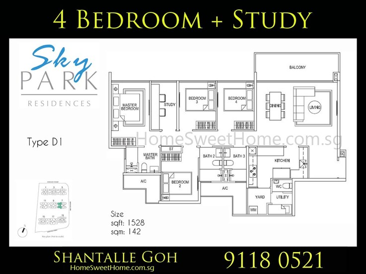 SkyPark Residences EC - 4 Bedroom with Study Floorplan