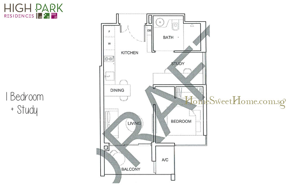High Park Residences - 1 Bedroom, 1 Bed plus Study, Studio - Floorplans