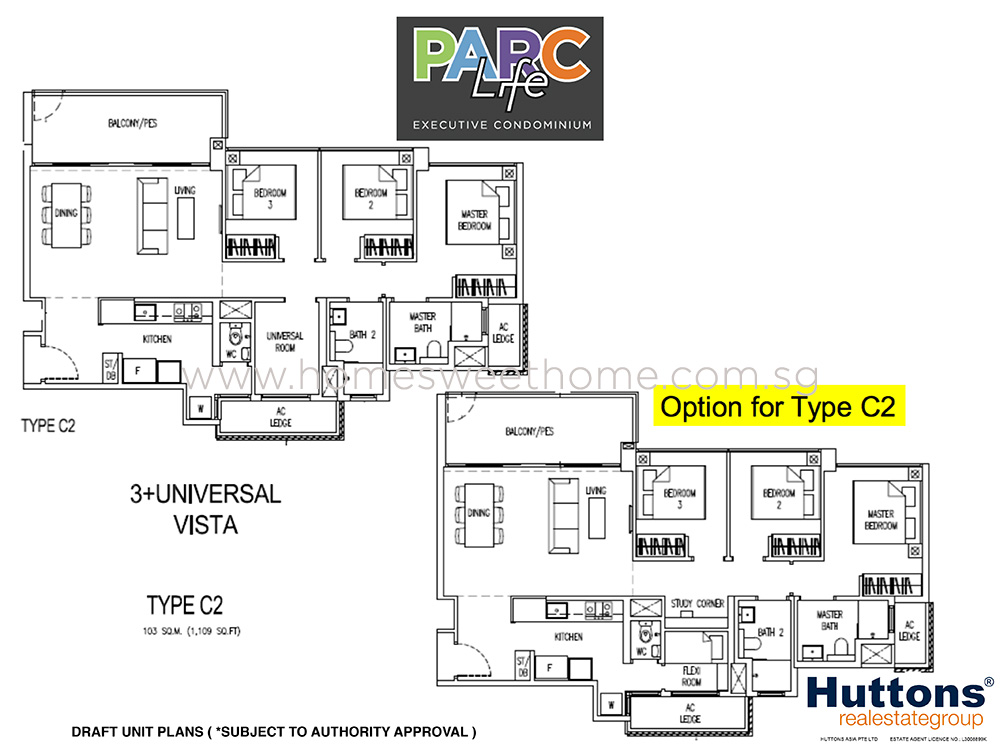 Parc Life EC Floor Plan - 3 bedroom Vista Universal Type C2