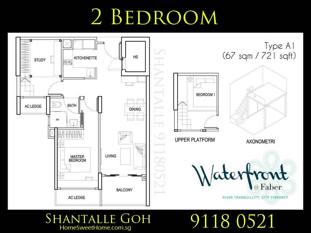 Waterfront Faber Walk Condo - 2 Bedroom Floor Plan
