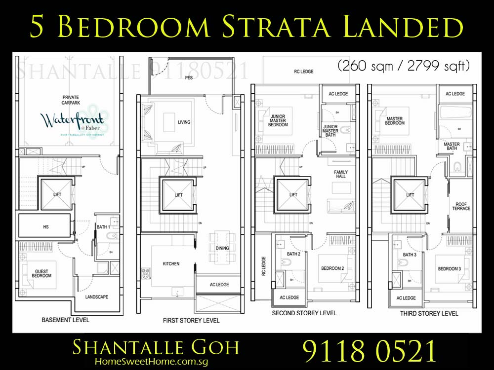 Waterfront Faber Walk Condo - 5 Bedroom Strata Landed Detached Cluster House / Townhouse - Floor Plan