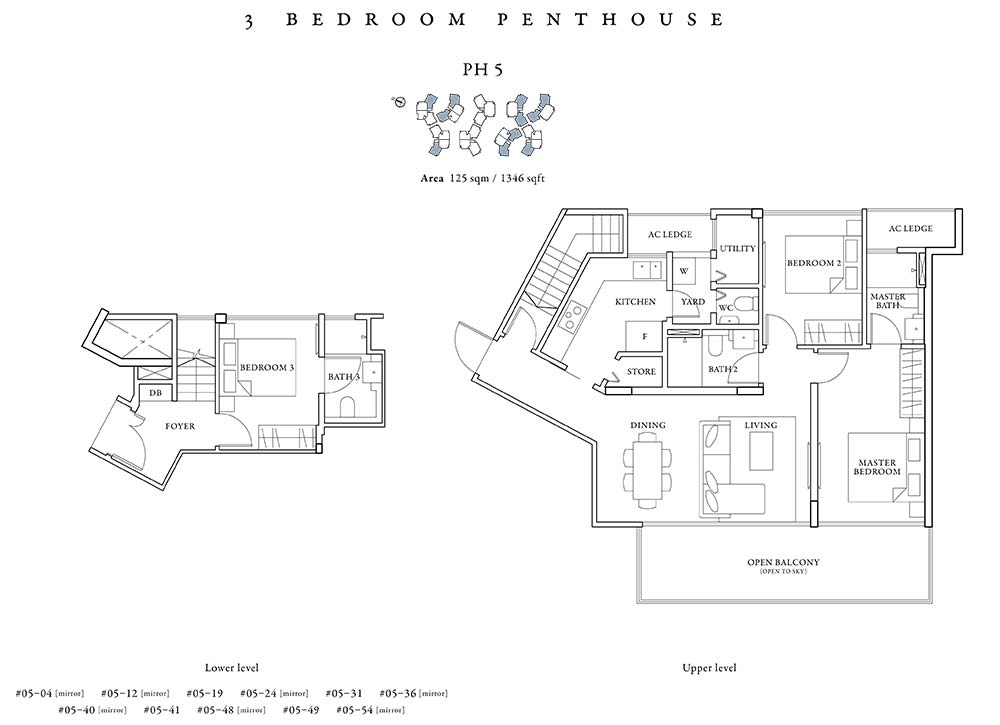 St Pat's Floor Plans 3 Bedroom Penthouse PH 1346 sqft Facing, Price, Size