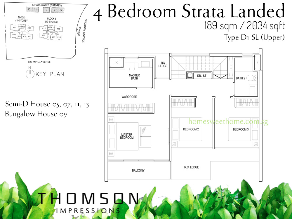 Thomson Impressions Floor Plans - 4 Br Cluster House Townhouse (189sqm / 2034sqft)