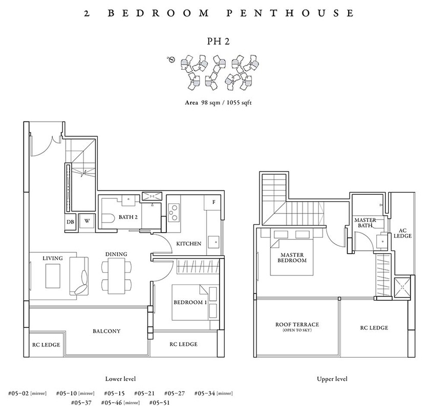 Seventy St Patrick's Floor Plan 2 Bedroom Penthouse 1055 sqft