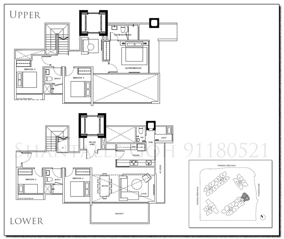 Floor Plan & Site Plan - 5 Bedroom Maisonette Duplex Double Storey - Waterwoods EC