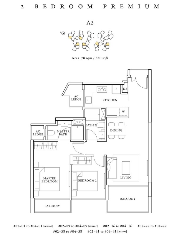 70 St Patrick's Floor Plan 2 Bedroom 840 sqft size