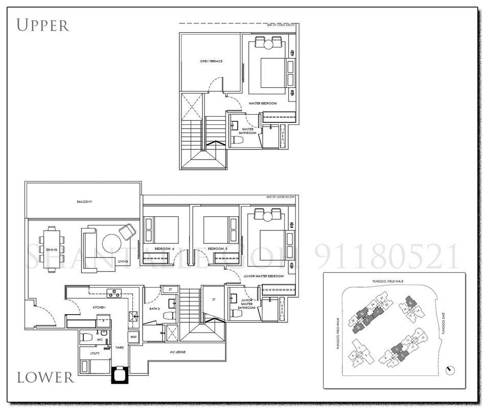 4 Bedroom Floor Plan Duplex Penthouse - Waterwoods EC