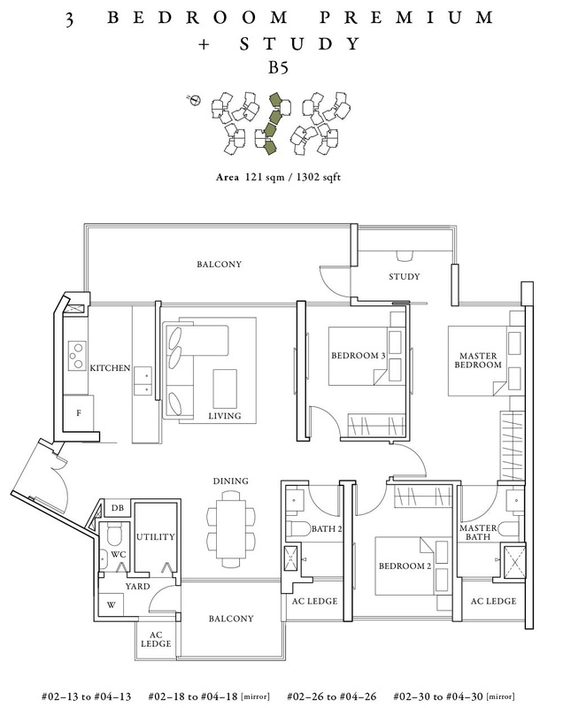 Saint Patrick's Floor Plans 3 Bedroom + Study 1302 sqft Layout