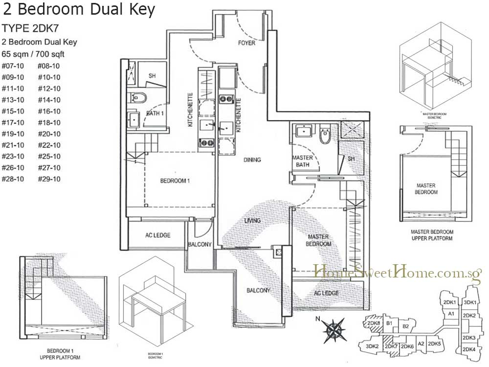 图形两房间双钥匙 - 65 平方米 / 700 平方尺