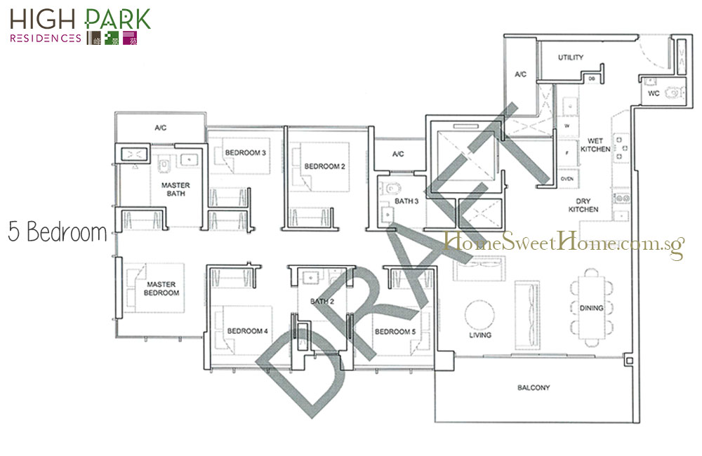 High Park Residences - 5 Bedroom, with or without Private Lift - Floor plan layout