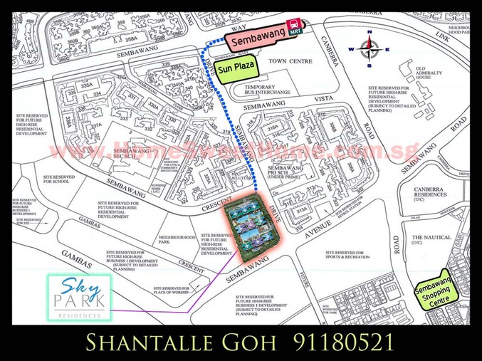 Sky Park Residence Sembawang Executive Condominium Location Map with Site Plan and Distance to MRT