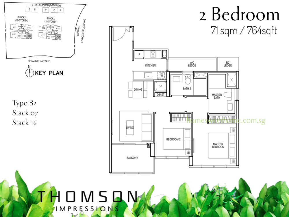 Thomson Impression Condo Floor Plan - 2 Bedroom Type B2 Enclosed Concept Kitchen
