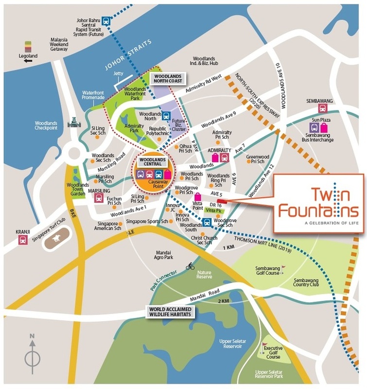 Twin Fountains Condos in Woodlands Location Map