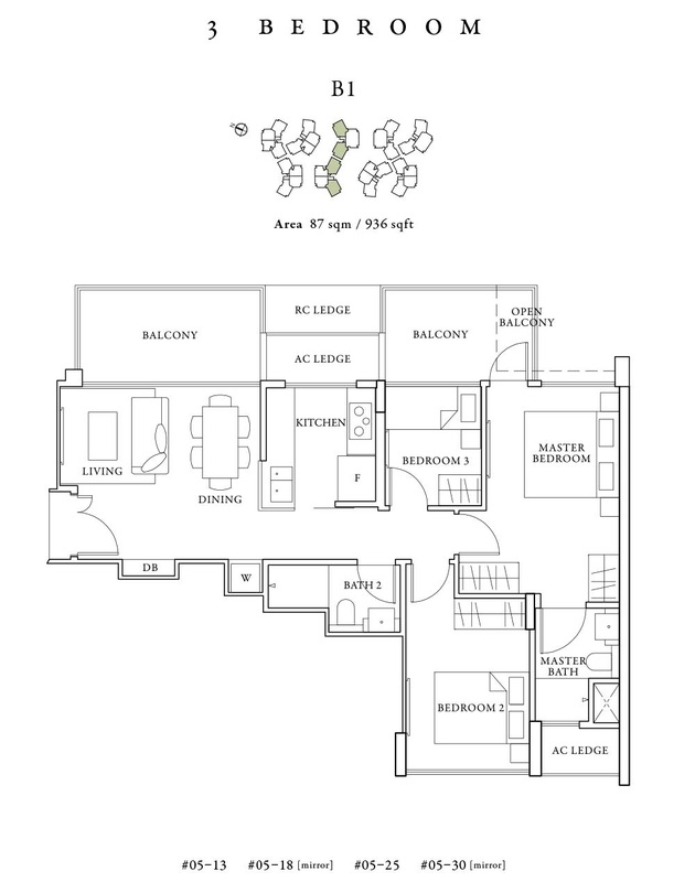 Seventy St Patrick's Floor Plans 3 Bedroom 936 sqft Layout