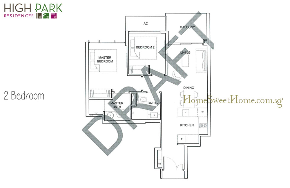 High Park Residences - 2 Bedroom, 2 Br with Study, Floorplan