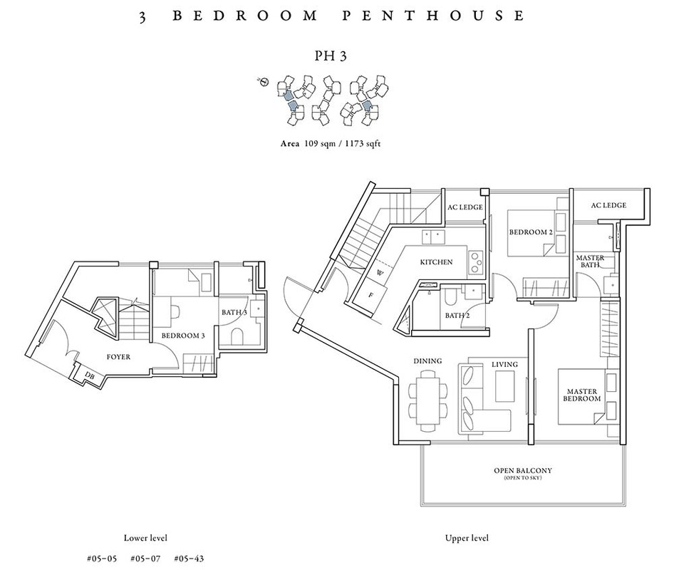 St Patrick's Floor Plans 3 Bedroom Penthouse 1173 sqft 