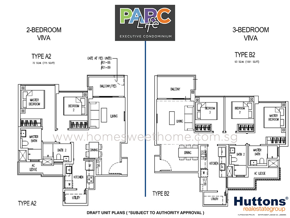 Parc Life Floor Plan - 2 bedroom, 3 Bedrooms