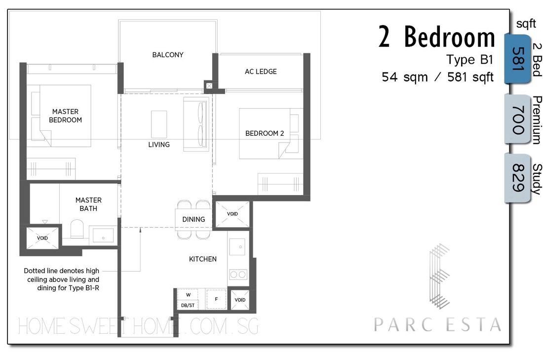 Parc Esta 2 Bed Unit Pricing starts from $988,000 | $1,701 psf (per square foot)