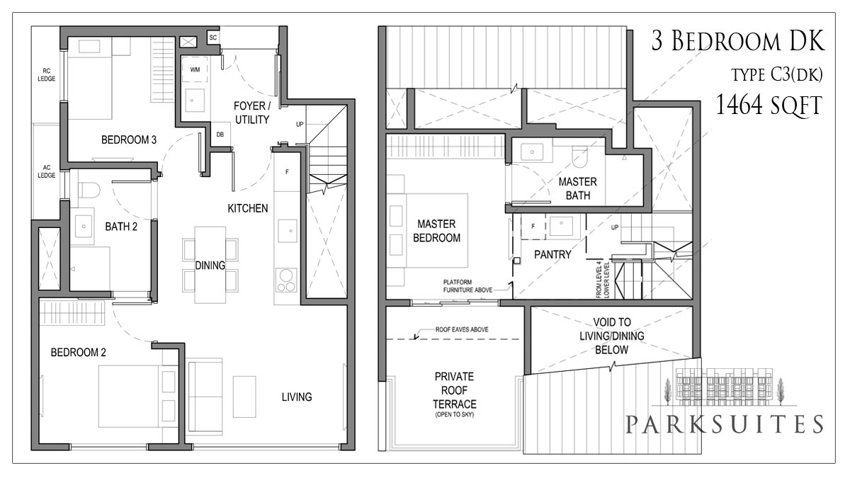 Parksuites @ Holland / Mount Sinai Floor Plan 1, 2, 3 Bedroom, DK